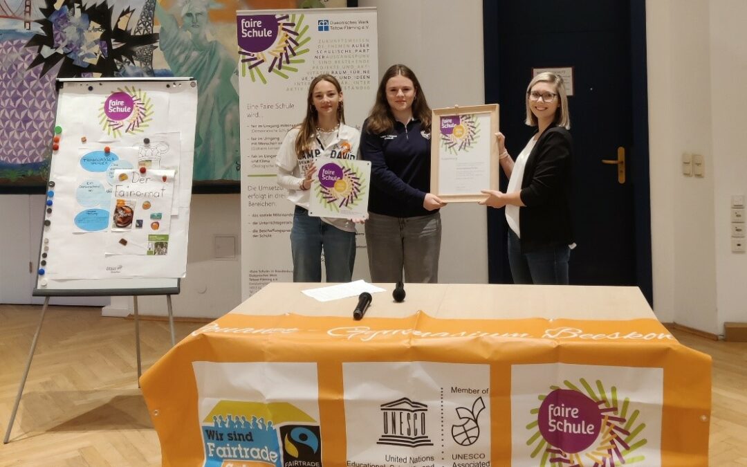 Rouanet Gymnasium Beeskow erneut als „Faire Schule“ ausgezeichnet